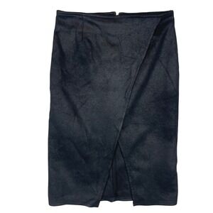 Free People Black Faux Leather Wrap Midi Skirt XS